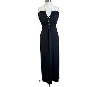 Express Women's XL Black Keyhole Halter Maxi Dress Party Cocktail